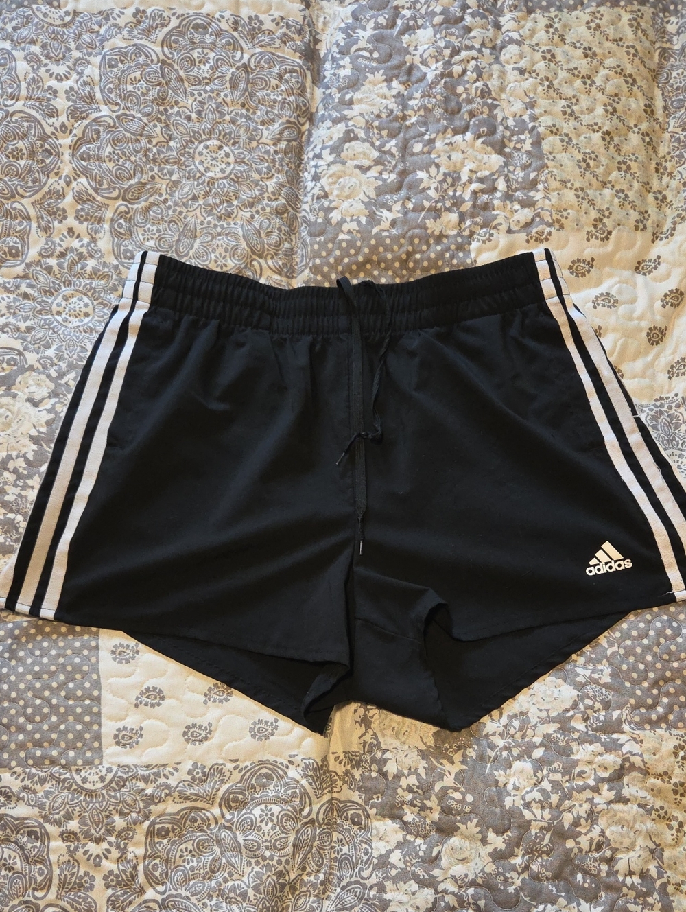 adidas Black Athletic Shorts with White Side Stripes
